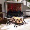 Firewood Rack Decorative Rustproof Steel Fireplace Log Holder with Wheels