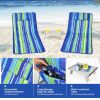 3 Pieces Beach Lounge Chair Mat Set 2 Adjustable Lounge Chairs with Table Stripe-Green