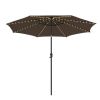 10 Feet Patio Umbrella with 112 Solar Lights and Crank Handle-Beige