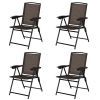 4 Pieces Folding Dining Chairs with Smooth Armrests and Sling Back