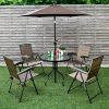 4 Pieces Folding Dining Chairs with Smooth Armrests and Sling Back