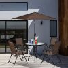4 Pieces Folding Dining Chairs with Smooth Armrests and Sling Back