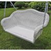 White Resin Wicker Porch Swing with 4-ft Hanging Chain