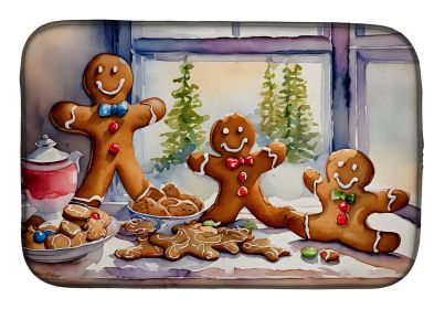 Christmas Gingerbread Dish Drying Mat Absorbent Dish Drying Mat Pad for Kitchen Counter Dish Drainer Mat for Countertop, 14 x 21", Multicolor
