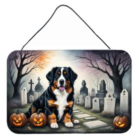 NEW Bernese Mountain Dog Spooky Halloween Wall or Door Hanging Prints Aluminum Metal Sign Kitchen Wall Bar Bathroom Plaque Home Decor, 8HX12W, Multico