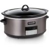 Crock-Pot Large 8 Quart Programmable Slow Cooker with Auto Warm Setting and Cookbook, Black Stainless Steel