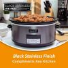 Crock-Pot Large 8 Quart Programmable Slow Cooker with Auto Warm Setting and Cookbook, Black Stainless Steel