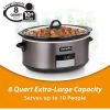 Crock-Pot Large 8 Quart Programmable Slow Cooker with Auto Warm Setting and Cookbook, Black Stainless Steel