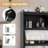 Kitchen Cabinet, Mobile Microwave Stand with Flip-up, Freestanding Bakers Rack with 4 Rolling Casters, 5-Tier Kitchen Cabinet