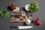 NEW English Bulldog Fall Kitchen Pumpkins Glass Cutting Board Decorative Tempered Glass Kitchen Cutting and Serving Board Large Size Chopping Board